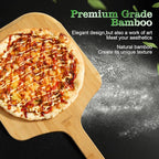 Pizza Peel 14 Inch, Large Bamboo Pizza Paddle Spatula - Wooden Serving Board, Oven Accessory for Baking Homemade, Wood Cutting Board for Cheese Bread Fruit Vegetables