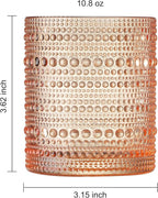 Hobnail Beaded Highball Drinking Tumbler Glasses | Set of 6 | Venus Sand Colors, Vintage Bubble Design Glassware, Old-Fashioned, Embossed Design for Water, Wine, Cocktail Embossed Heavy, Rocks Glass