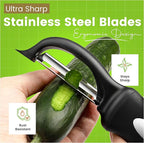 Spring Chef Vegetable Peelers for Kitchen - Stainless Steel Swivel, Y & Julienne Peelers, Potato Peelers with Soft Grip Handles, Kitchen Utensils Set of 3 for Fruits, Veggies, Apples, Carrots