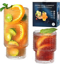 ISMASOAN Hobnail Drinking Glasses Set of 12, Stackable Glasses 12 oz and 7 oz, Bubble Glasses Drinking, Vintage Glassware, Beaded Glassware, Highball Glasses, Gift Box Set