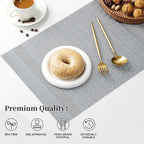 Leetaltree Lunar Grey Placemats Set of 12 - Heat Resistant Non-Slip Place mats for Dining Table, Washable Durable PVC Vinyl Woven Table Mats（Lunar Grey, 12）
