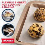 BAKKEN Kitchen Baking Pans - Nonstick Brown Coating, 13.18’’ × 8.66’’ Commercial Grade Carbon Steel Cookie Sheet, Baking Kitchen Essentials, PFOA, PFOS, PTFE Free, Oven Safe Tray (450° F), Brown