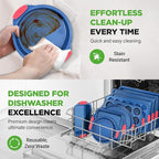 NutriChef 10-Piece Nonstick Bakeware Set - Deluxe Carbon Steel with Blue Silicone Coating, Red Handles, Professional Grade Kitchen Essentials, Ideal for Baking Cakes, Cookies, and More (Blue)