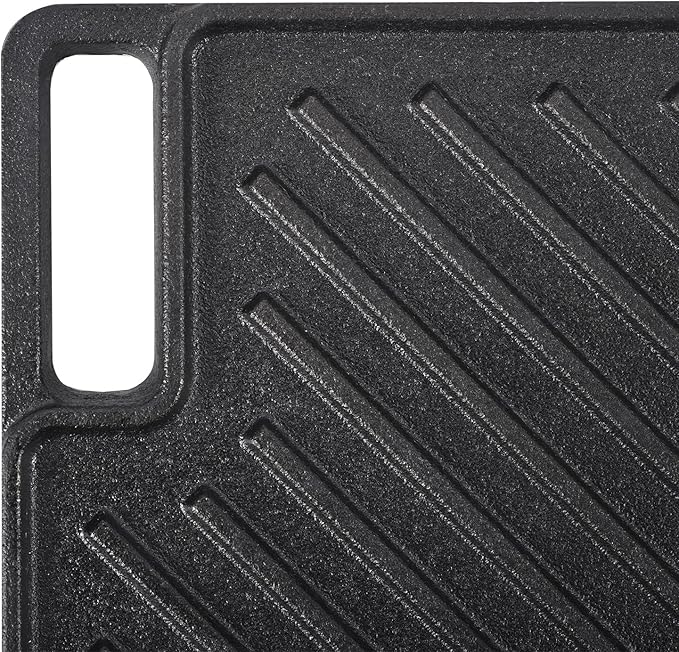 VEVOR Reversible Grill/Griddle, 17x10'' Pre-Seasoned Cast Iron Griddle, Rectangular Double Burner Griddle Pan, Non-Stick Family Pan Cookware with Handles, Flat Top Plate for BBQ, Gas Grill, Black