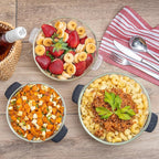 Moss & Stone 6-Piece Borosilicate Glass Casserole Set with Durable Plastic Lids – 2.6/1.5/1 Qt Oven & Microwave Safe Glass Baking Dishes for Cooking, Serving & Kitchen Storage