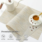 Leetaltree Wheat Placemats Set of 4 - Heat Resistant Non-Slip Place mats for Dining Table, Washable Durable PVC Vinyl Woven Table Mats（Wheat, 4）