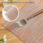 Leetaltree Coral Placemats Set of 6 - Heat Resistant Non-Slip Place mats for Dining Table, Washable Durable PVC Vinyl Woven Table Mats（Coral, 6）