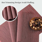 Leetaltree Burgundy Placemats Set of 6 - Heat Resistant Non-Slip Place mats for Dining Table, Washable Durable PVC Vinyl Woven Table Mats（Burgundy, 6）