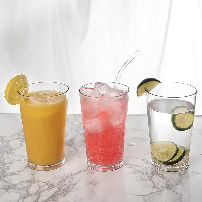 JGIRL unbreakable Plastic Drinking Glasses [Set of 6] Shatterproof Drinking Cups, reusable Drinking Tumblers, Plastic glass cup, Drinking cup, Dishwasher Safe (16 Ounces)