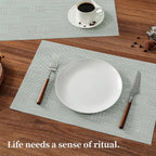 Leetaltree Mint Cream Placemats Set of 12 - Heat Resistant Non-Slip Place mats for Dining Table, Washable Durable PVC Vinyl Woven Table Mats（Mint Cream, 12）