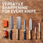 TUMBLER Pro Rolling Knife Sharpener™ - Knife Sharpening Made Easy - Ultimate Gift for Father's Day - Kit with Removable Disc System - 4-Layer Diamond Sharpening Disc & EdgeBoost Ceramic Disc (Orange)