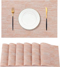 Leetaltree Coral Placemats Set of 6 - Heat Resistant Non-Slip Place mats for Dining Table, Washable Durable PVC Vinyl Woven Table Mats（Coral, 6）