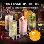 12 Oz Hobnail Drinking Glasses Set of 8 - Clear Multipurpose Glassware Sets, Decorative & Stylish Glasses Drinking Set for Bar, Kitchen, Cocktail Glassware, Garden - Home, Dining, & Kitchen