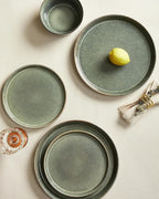 Pokini Dinnerware Sets, Microwave Safe Plates and Bowls Sets, Dishes Set for 4, Chip & Scratch Resistant Dinner Set, Reactive Glazed Farmhouse Dishware Sets, Green Wheat