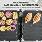 GreenPan Electric Indoor Stainless Steel 6-in-1 Contact Grill and Griddle, Healthy Ceramic Nonstick, Dishwasher Safe Reversible Plates, PFAS-Free